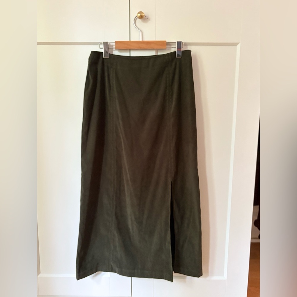 ⭐️Olive Green “Suede” Women's Midi Skirt